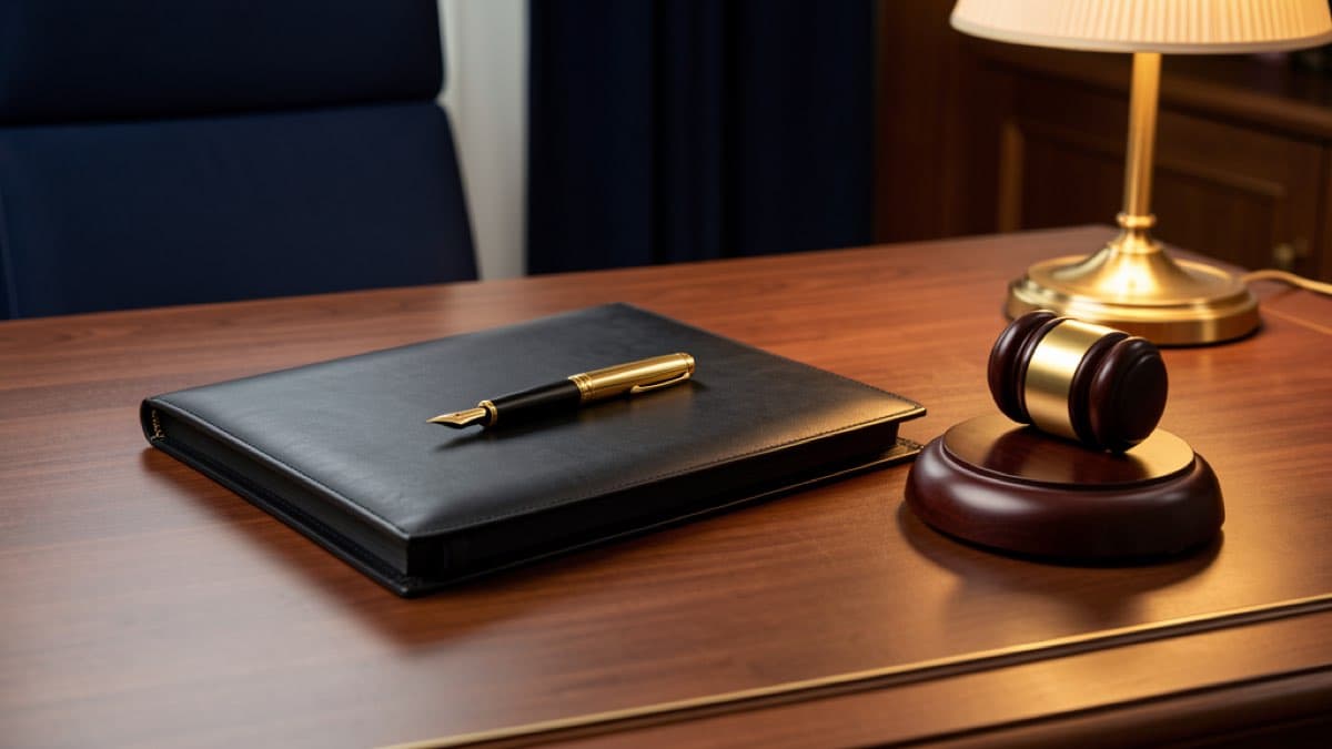 How long does it take to create a trust, leather folder with gold pen and gavel on a legal desk