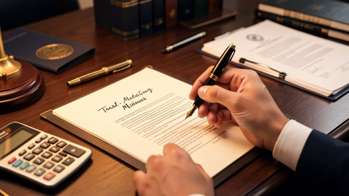 How to write trust minutes - pen and notebook with trust meeting minutes draft on a wooden desk
