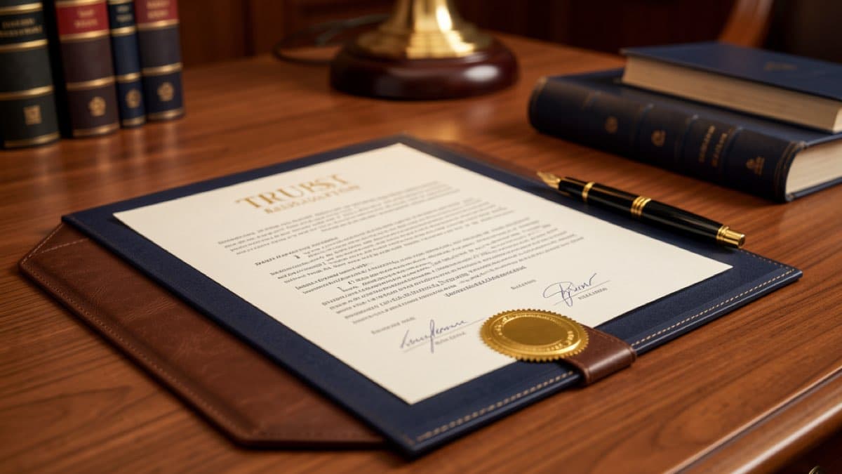 Trust resolution template, formal trust resolution document with signature blocks and trustee decision recording