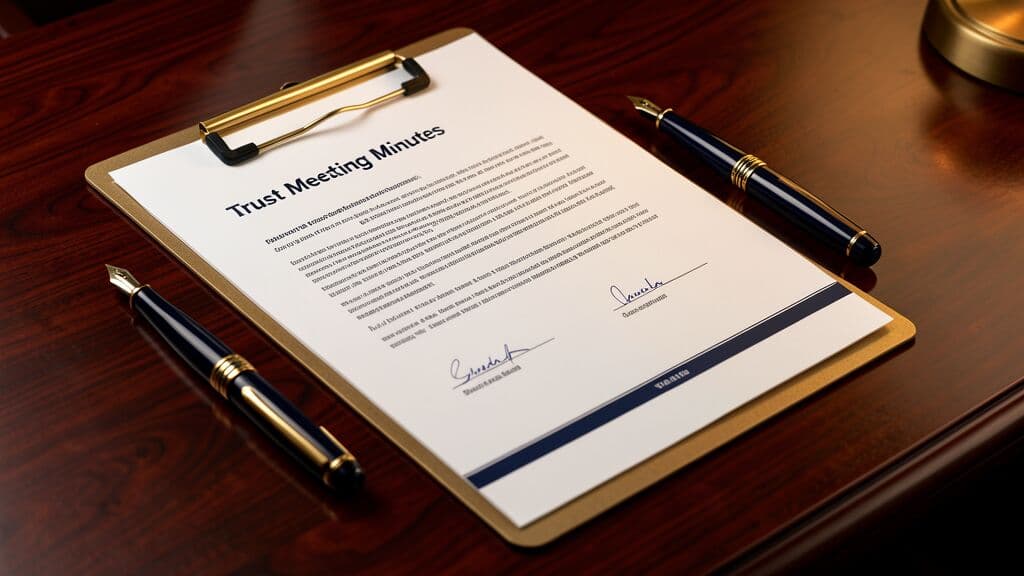 Co-trustee meeting minutes guide - trust meeting minutes document and legal reference